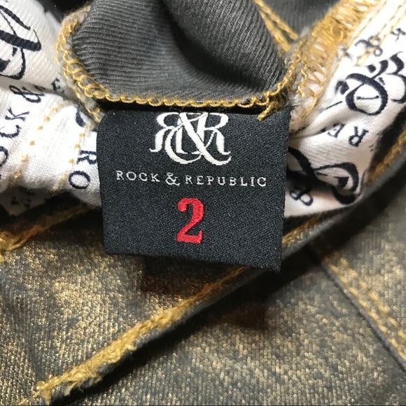 Rock & Republic Gold foiled Berlin Jeans size 2 - Picture 2 of 9